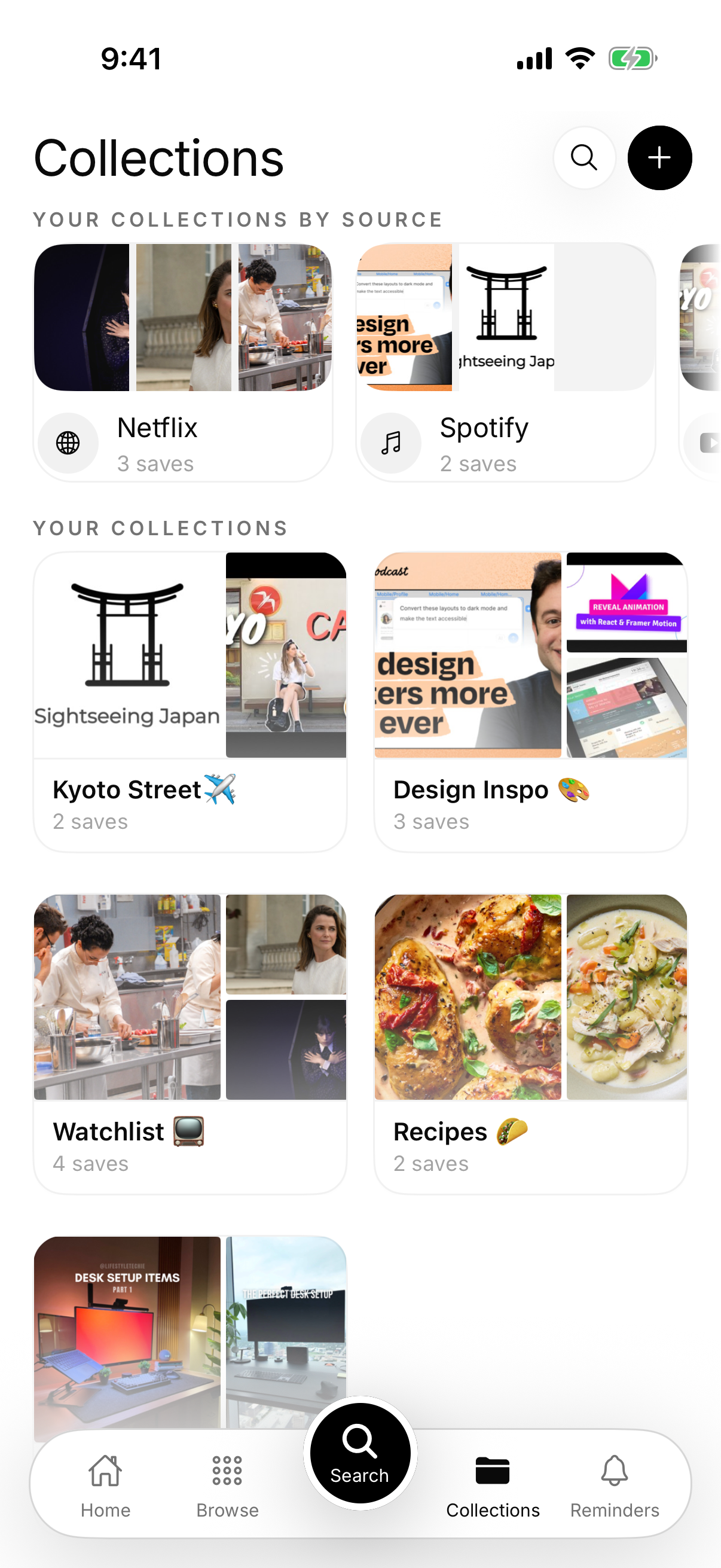 SavedIt collections grouped by source and topic